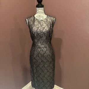 Elegant Black & Metallic Lace Dress